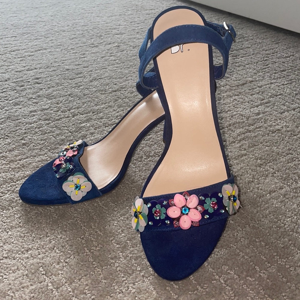 BP Blue Flower Block Heel